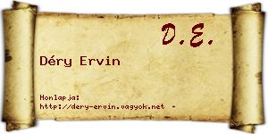 Déry Ervin névjegykártya