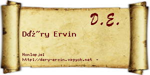 Déry Ervin névjegykártya